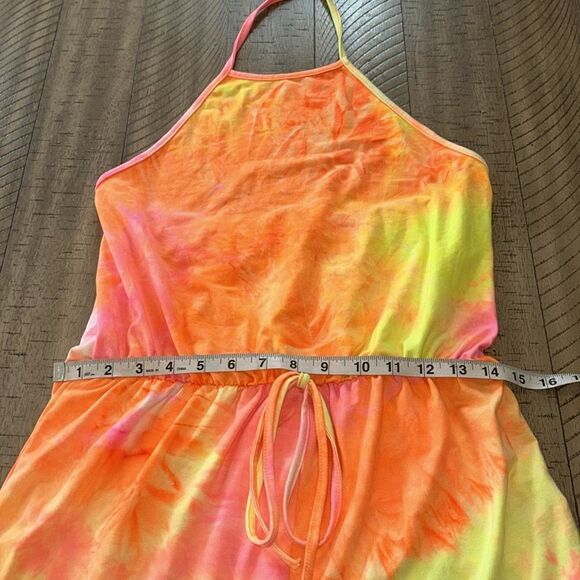 Groovy ☮️ Neon TieDyeSoft to touch Halter Romper 🏖️🚢 for play 🛝 night or day - Picture 6 of 17
